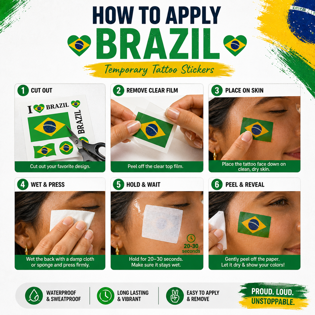 BRAZIL MATCH DAY TATTOO KIT